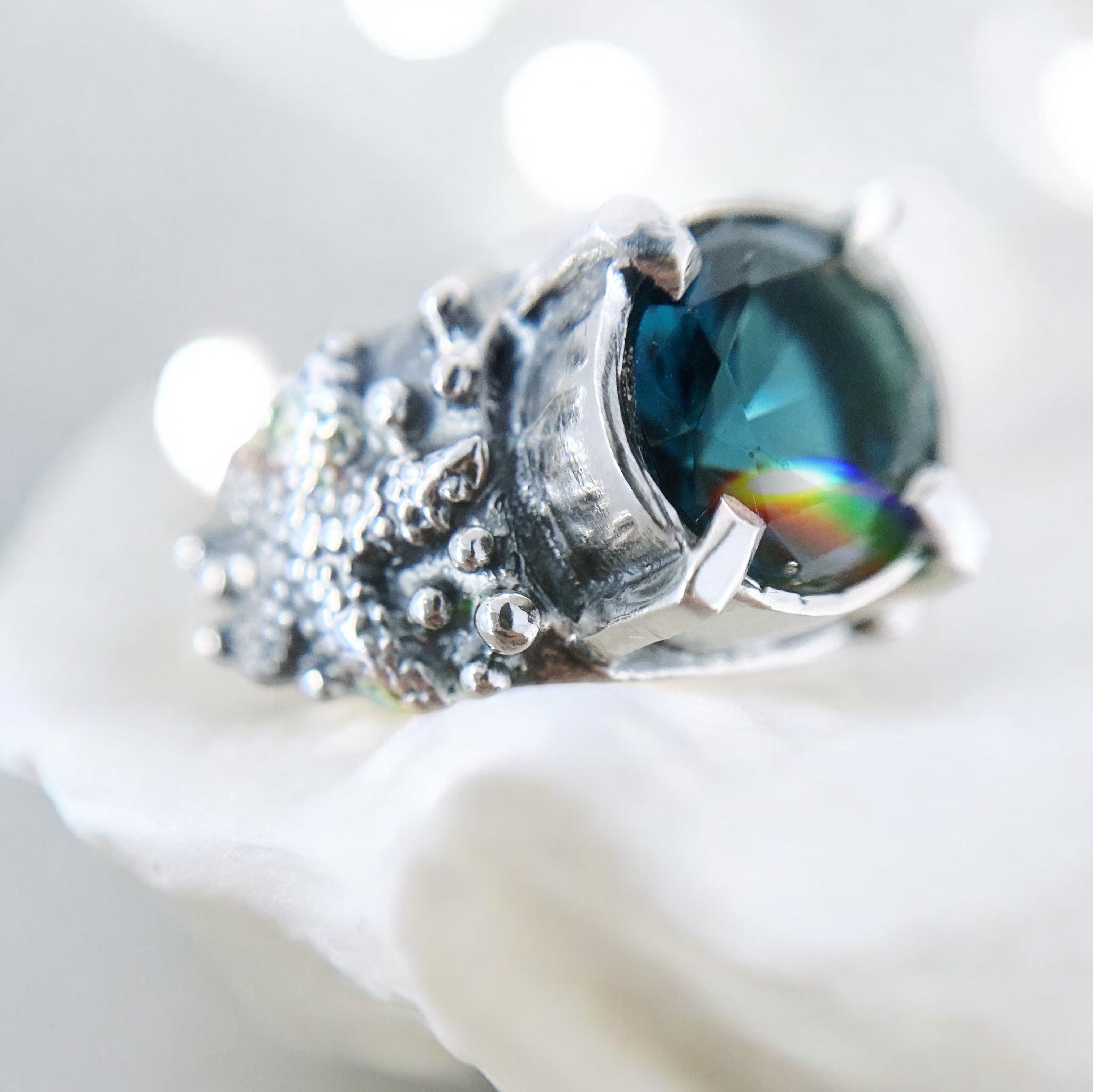 Anillo Marino Topacio London Blue